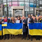 Sheffield councillors at a rally in support of Ukraine.