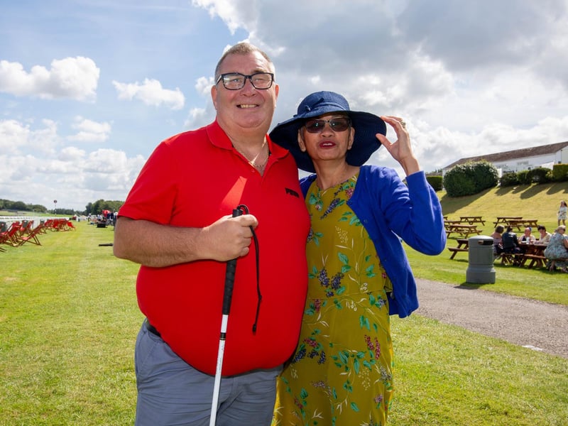 Ladies Day at Qatar Goodwood Festival, Goodwood on 29th July 2021
Pictured: David and his wife Rosie Taylor
Picture: Habibur Rahman