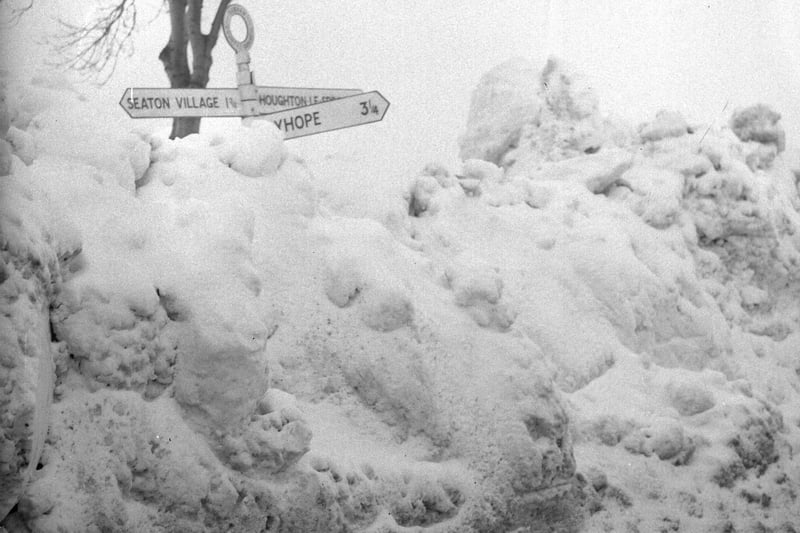A road sign for Ryhope is only just visible above the snow drifts. Bill Blyth recalled: "How could I forget that winter. In February I sat my driving test and I recall driving up the Cedars with piles of snow heaped up at the side of the road doing my best not to skid into the parked cars. The emergency stop was something of a non event because of the snow and ice. Somehow I passed!"