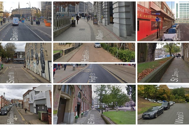 The 10 Sheffield streets pictured here received the highest number of reports of shoplifting in January 2023