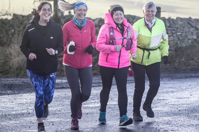 Charlotte Hendry, Nicola Stewart, Anne Purves and Shelagh King on the run from Tweedbank to Lauder yesterday