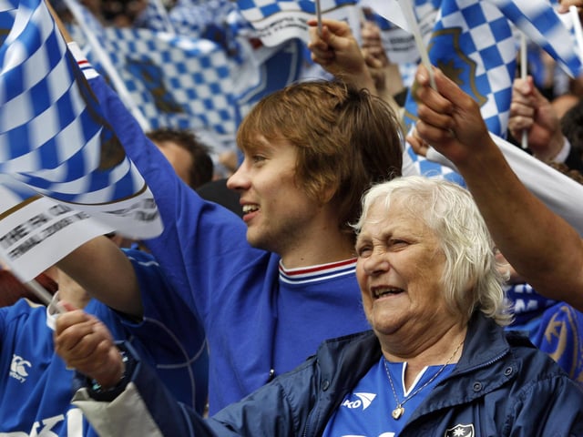 Pompey fans inside Wembley.