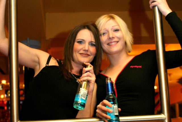 Pictured at the Reflex 80's Bar, from left, Rachel Watson and Gaynor Hopworth, December 2003