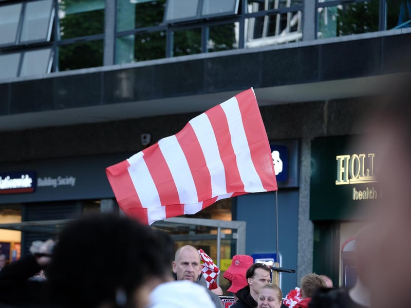 Sheffield United's players celebrate their promotion to the Premier League