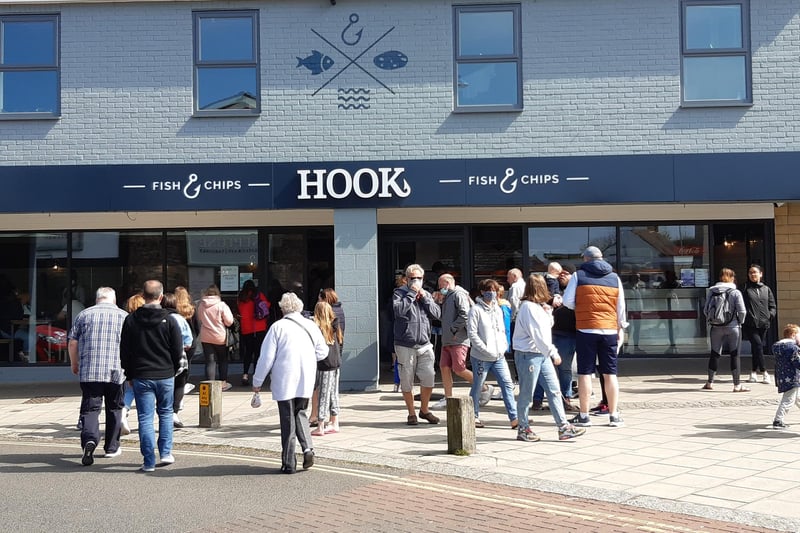 Hook fish and chip shop in Seahouses was busy.