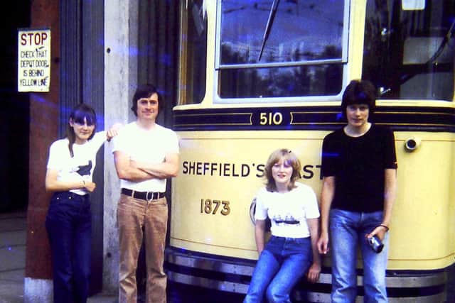 Sheffield's last tram No.510 at Crich Tramway Village 1978 L-R Diane, Eric, Helen, Robert Leslie