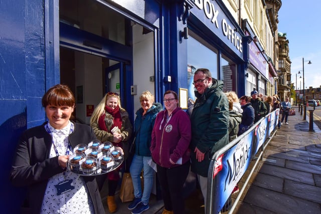 Claire Pickersgill of the Sunderland Empire was pictured handing out chocolate cakes to the first people in the queue for Matilda tickets in 2017. Remember this?