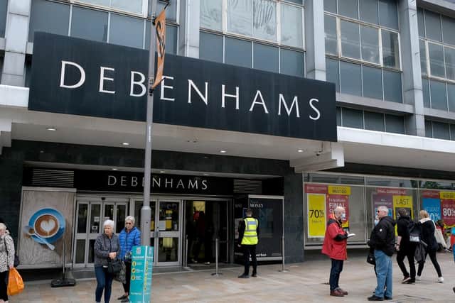 Debenhams on The Moor in Sheffield on its last day of trading in May 2021