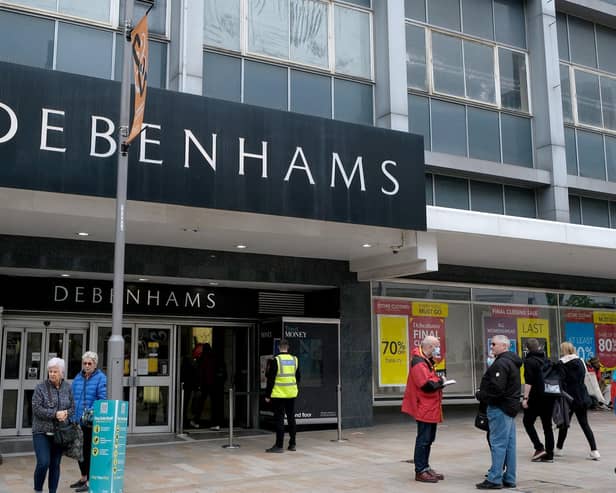 Debenhams store on The Moor in Sheffield on its last day of trading in May 2021