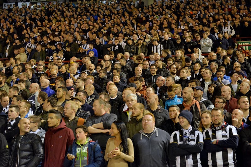 The Toon Army on tour for a Championship victory at Barnsley in 2016.