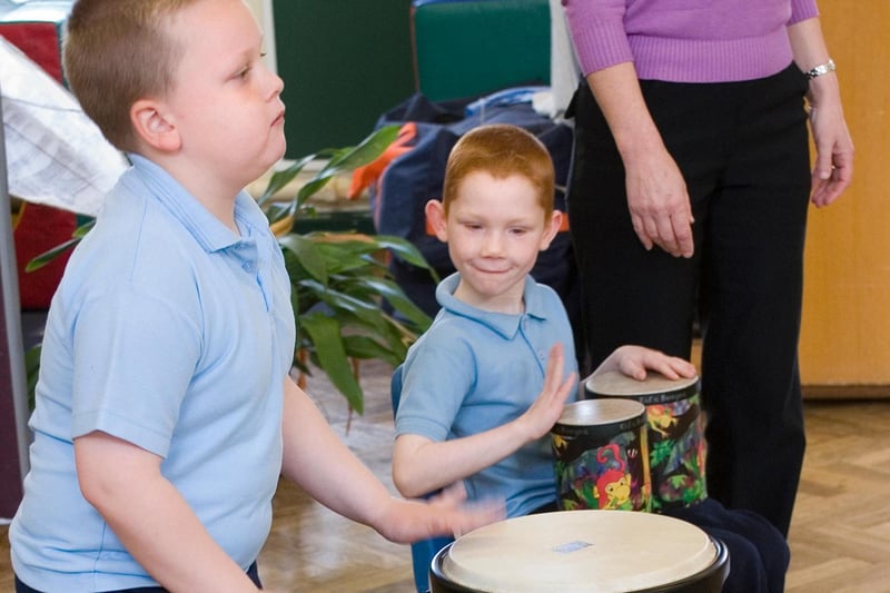 This drumming class looks like great fun. Remember it?