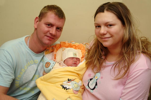 Dominika and Szymon Liszka, of Creswell, with baby Jessica who was born at Bassetlaw Hospital in 2008.
