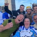 Former Sergeant Major Simon Ransom celebrating Sheffield Wednesday's dramatic play-off victory with family and fellow fans
