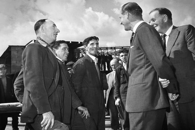 The Duke of Edinbrugh visits Thompsons Shipyards in July 1963. Does this bring back happy memories?