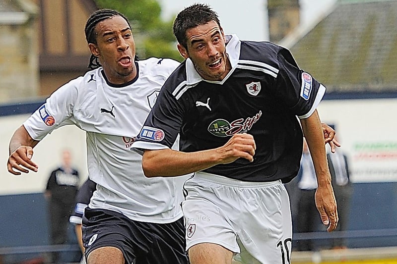 Ten years ago Raith Rovers enjoyed victory over Falkirk  - pictured are Brian Graham and Rhys Bennet