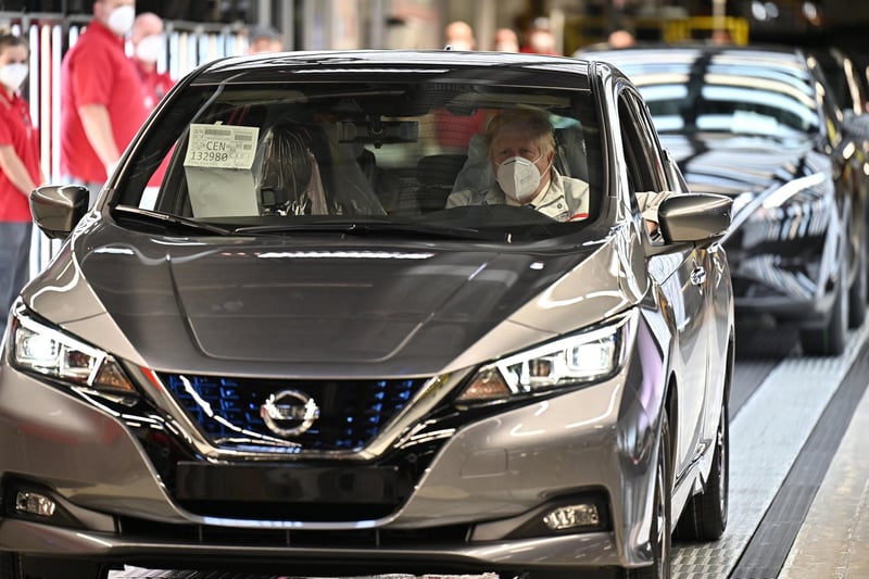 The PM in the driving seat on his visit to Nissan. Picture: Jeff J Mitchell/Getty Images.