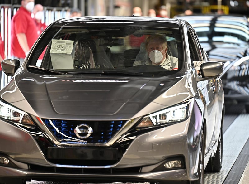 The PM in the driving seat on his visit to Nissan. Picture: Jeff J Mitchell/Getty Images.