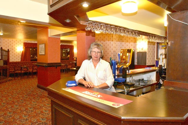 Brenda Leek pictured at the refurbished bar of the Boars Head in 2005.