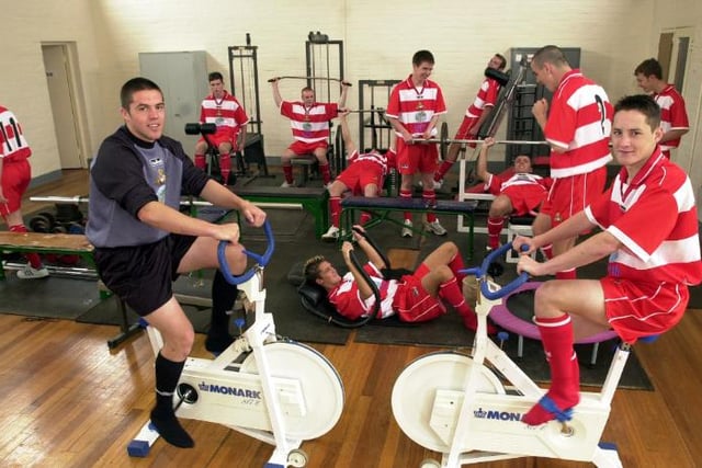 The Rover's Youth team at the Cantley Park Training Ground Gym in 2002.