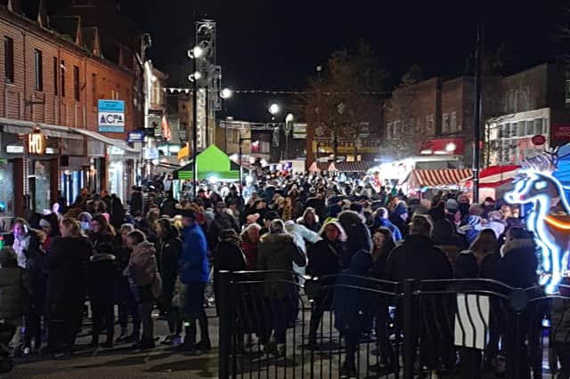 The crowds on Hucknall High Street