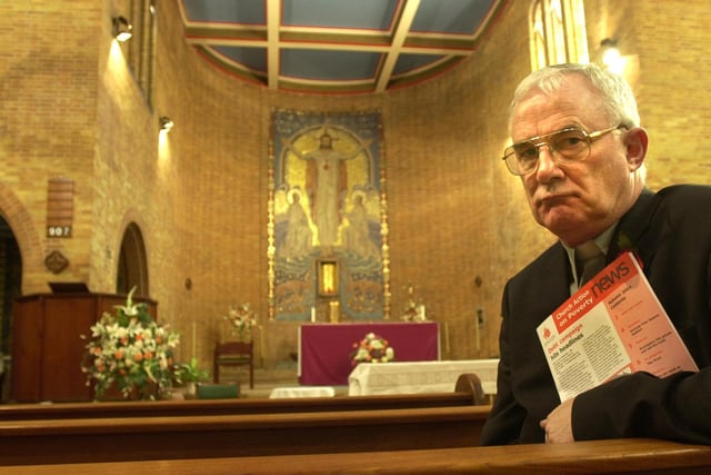 Father Shaun Smith vicar at the Sacred Heart Church, Langsett Road Hillsborough pictured in 2003