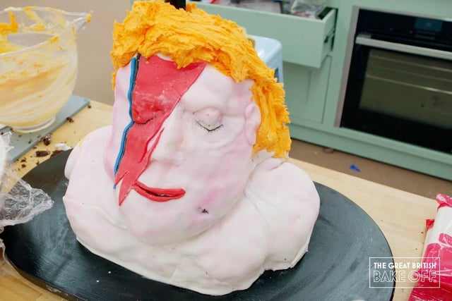 The painted stripes on the face of Marc’s cake bust of David Bowie makes it slightly recognisable, but it’s not quite the spitting image of Ziggy Stardust (Photo: Channel 4)