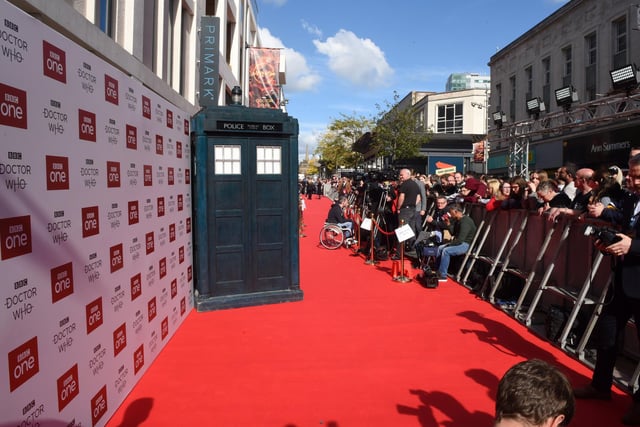 The Tardis on the red carpet at the Doctor Who premiere screening at the Light, The Moor, Sheffield