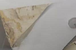 Rebecca Wallace's collapsed Sheffield City Council house ceiling damage at her property in Parson Cross, Sheffield.