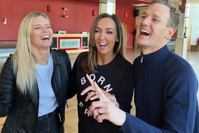 Nadiya Bychkova, Sally Nugent and Dan Walker are all taking part in the Burrow Strictly Ball (pic: Dan Walker/Twitter)