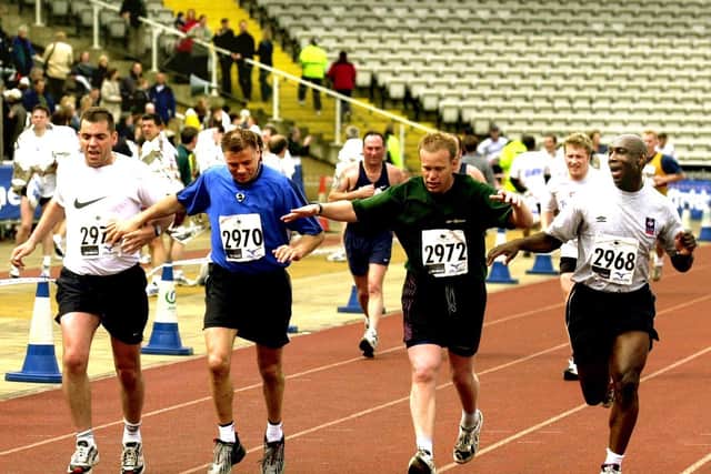 Completing Sheffield's Half Marathon, referees: Clive Wilkes, Mark Halsey, Andy Carmall and Uri Rennie