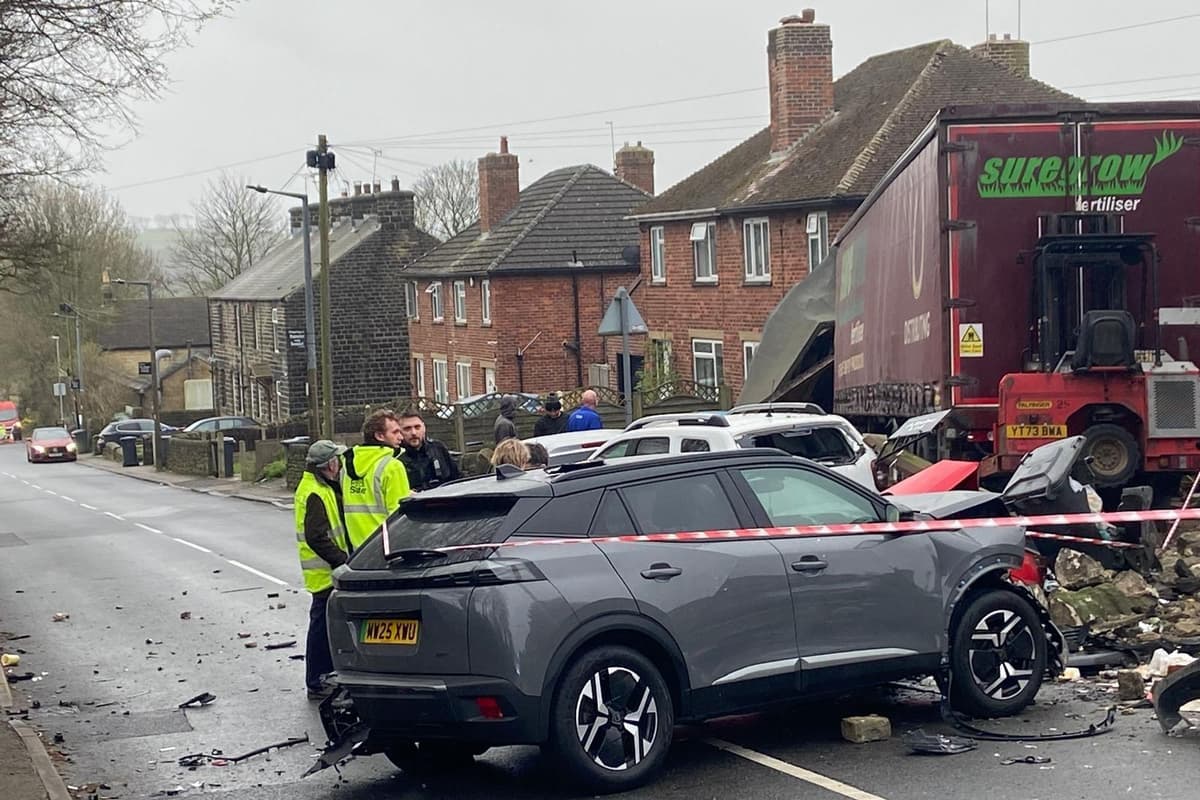 Photos show devastated property and cars after lorry crashes through ...