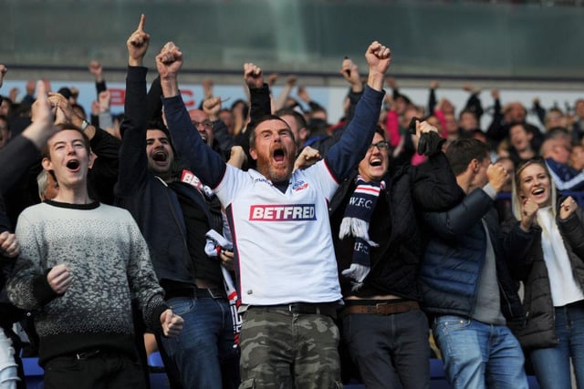 Bolton fans have endured a tumultuous number of years after their administration in 2019 was followed by back-to-back relegation's to League Two. But the appointment of Ian Evatt has helped get the Trotters back on an upward trajectory with promotion back to League One at the first attempt and Wanderers now making an impressive start to the campaign with almost 16,000 fans attending the University of Bolton Stadium on average.(Photo by Nathan Stirk/Getty Images)