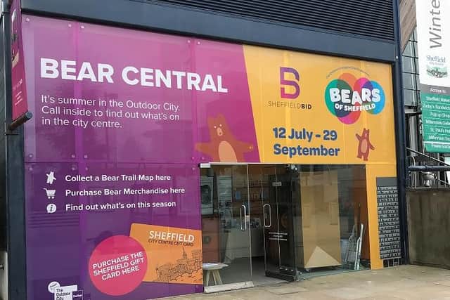 Unit 1 next to the Winter Gardens in Sheffield city centre has been turned into 'Bear Central', where Bears of Sheffield maps and merchandise will be available.