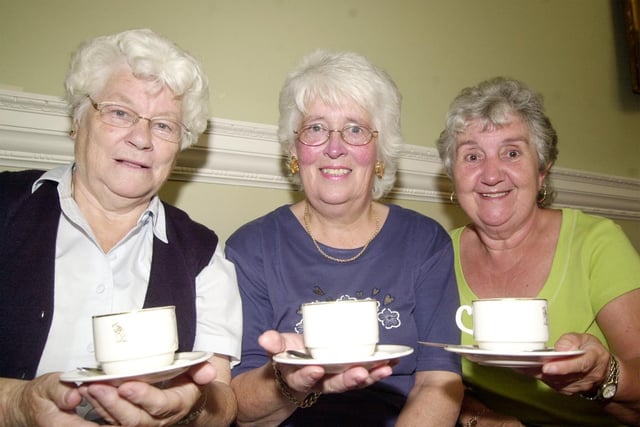 Margaret Hughes, Ann Kitching and Gill Southgate enjoy tea at the 'at home day' at the Mansion House pictured in 2006