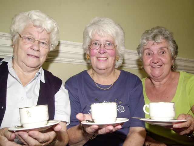 Margaret Hughes, Ann Kitching and Gill Southgate enjoy tea at the 'at home day' at the Mansion House pictured in 2006