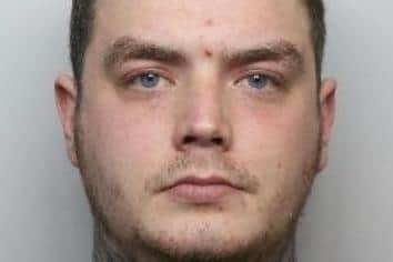 Pictured is Reece Ellis, aged 24, formerly of Doncaster Road, East Dene, Rotherham, who was sentenced at Sheffield Crown Court to five-and-a-half years of custody after he pleaded guilty to three counts of sexual activity with a child, causing or inciting a child to engage in a sexual act, affray, possessing a bladed article in public, and two counts of breaching a Sexual Harm Prevention Order.