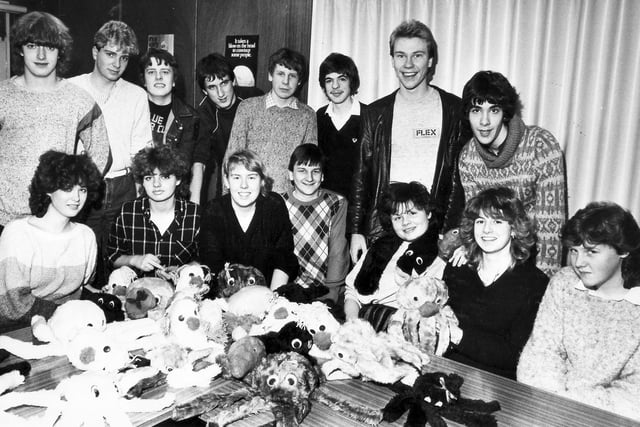 Pupils of Henry Fanshawe School, Dronfield, pictured here with the Octopus Garden they have made for the 1984 Young Enterprise Competition, March 5, 1984