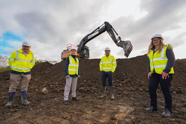 Peter Paige, Caddick contracts manager, THG’s director of development Hilary Brady, Richard Greenwood, Caddick director of housing, and THG’s executive director of operations Michelle Allott.
