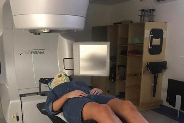 Catherine Wilcockson undergoes radiotherapy