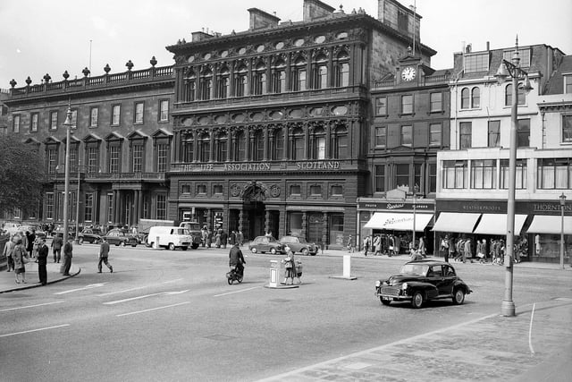 The Life Association of Scotland building at the foot of the Mound, alongside the New Club, in May 1960.