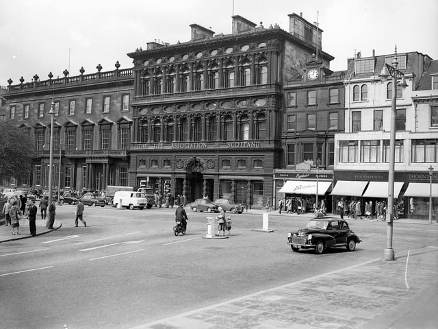 The Life Association of Scotland building at the foot of the Mound, alongside the New Club, in May 1960.