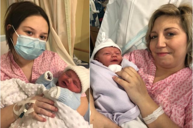 Vinnie (left) with mum Toni Leigh and Eden Willow Bull with mum Laura were the first babies born at Hartlepool’s maternity centre on New Year's Day.