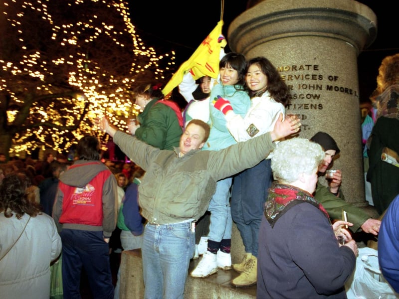 Hogmanay celebrations at George Square in 1990.
