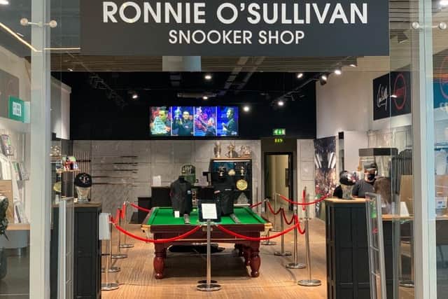 The Ronnie O’Sullivan Snooker Shop on Lower High Street is home to a range of memorabilia including Ronnie’s own snooker table and  trophies