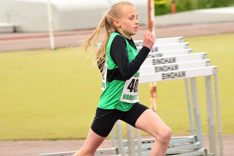 Worksop Harriers youngster Freya Dolby in action during July 2014.