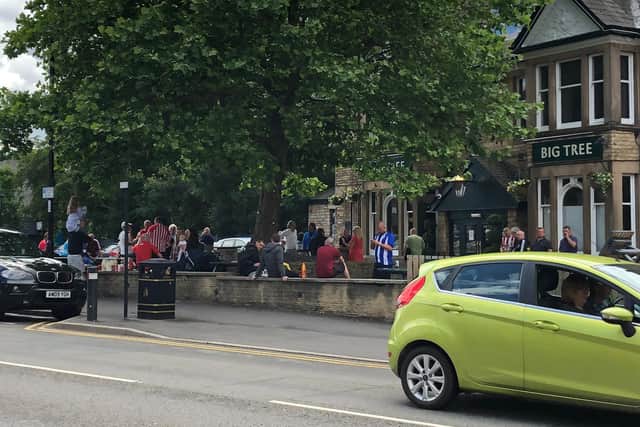Groups were spotted drinking in the beer garden outside The Big Tree, in Woodseats