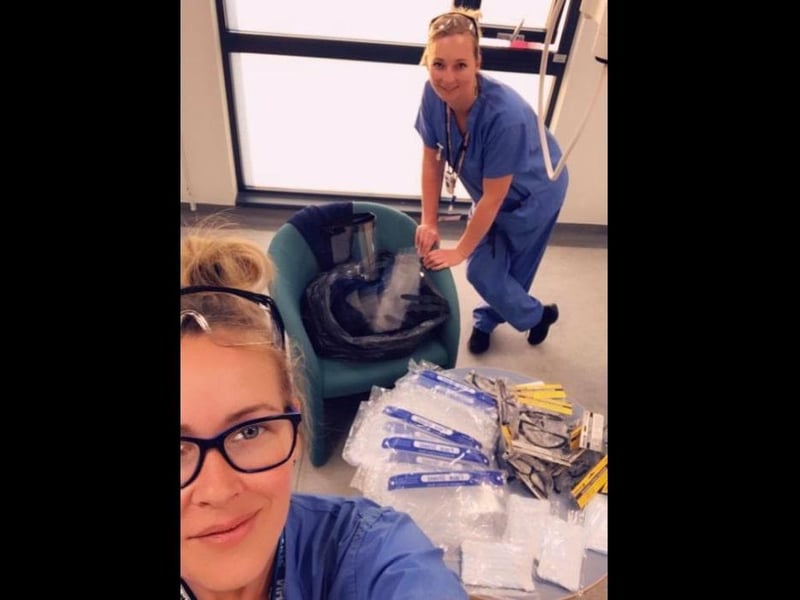 Nicky Cheeseman writes: "My sister Katie Dennett and all our colleagues who work at King's Mill Hospital. Every single person at that hospital is a hero. We both work as part of the Covid swab team. I still got to see her throughout lockdown when on our shifts together, she’s has also started her nursing so has been working extremely hard juggling studying working and family life. She is my NHS hero/sister and best friend."