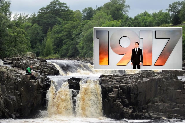 Starring George MacKay, the harrowing war film from director Sam Mendes appeared to one continuous scene without cuts, but was actually shot in twelve different locations. One of these was Low Force waterfall in County Durham.