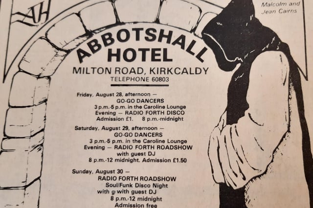 The Abbotshall Hotel was once the go-to place for functions and nights out.
It was also known as The Abbey, but, back in 1981, its entertainment included Radio Forth DJs and go-go dancers - not, we hasten to add, on the same night!
