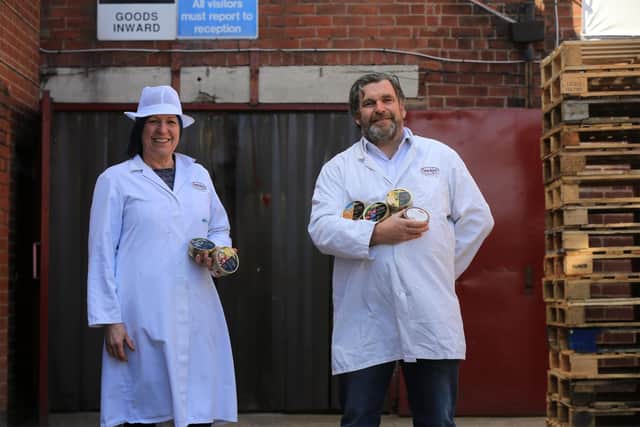 Simpkins sweet factory in Hillsboorugh, who have been manufacturing boiled sweets on the same site, using a lot of the same machinery, for 100 years this year. Pictured are Adrian and Karen Simpkins. Picture: Chris Etchells